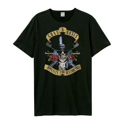 Amplified Guns N Roses Top Hat Skull T-shirt Μαύρο