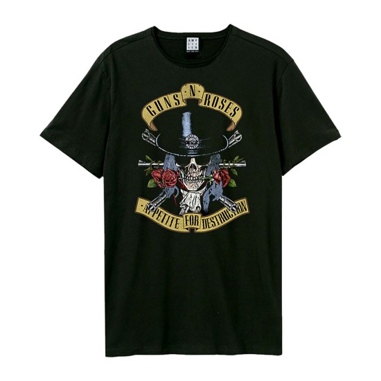 Amplified Guns N Roses Top Hat Skull T-shirt Μαύρο