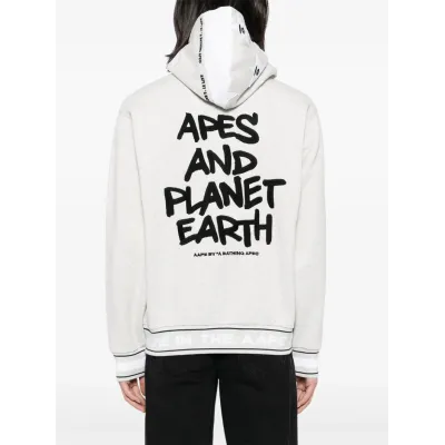 AAPE BY A BATHING APE Moonface logo hooded varsity jacket Γκρι