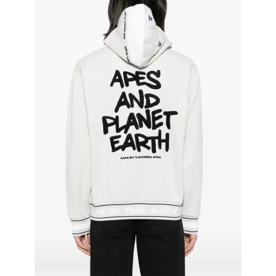 AAPE BY A BATHING APE Moonface logo hooded varsity jacket Γκρι