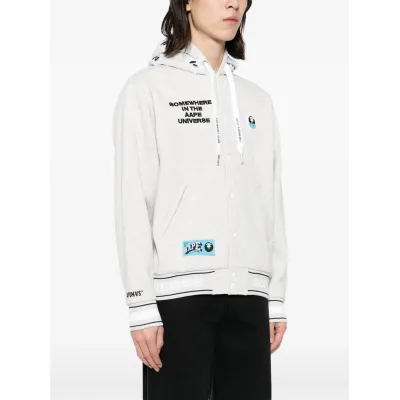 AAPE BY A BATHING APE Moonface logo hooded varsity jacket Γκρι