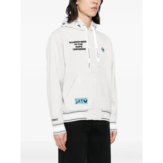 AAPE BY A BATHING APE Moonface logo hooded varsity jacket Γκρι