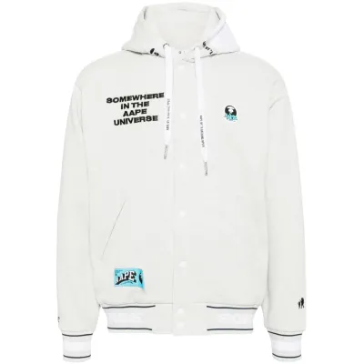 AAPE BY A BATHING APE Moonface logo hooded varsity jacket Γκρι