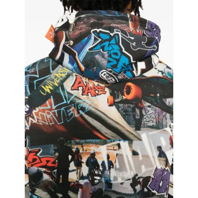 AAPE BY A BATHING APE Moonface-logo graffiti-print hoodie