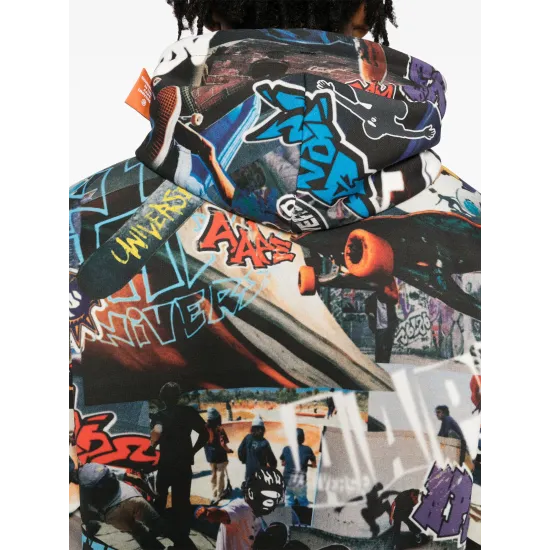 AAPE BY A BATHING APE Moonface-logo graffiti-print hoodie