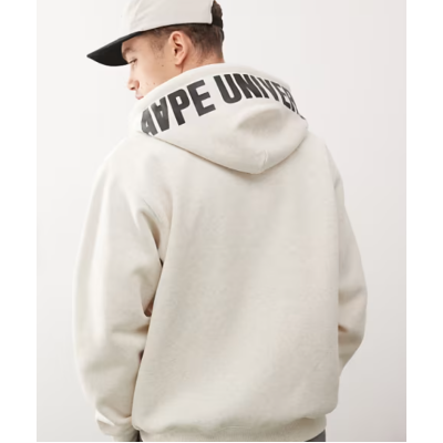 Aape by A Bathing Ape logo zip up hoodie in beige Μπεζ