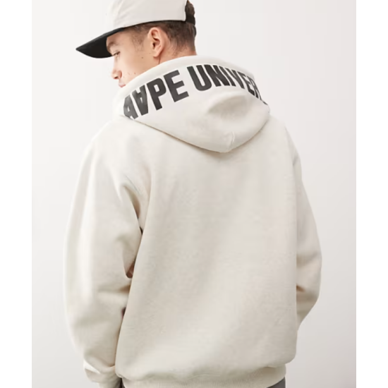 Aape by A Bathing Ape logo zip up hoodie in beige Μπεζ