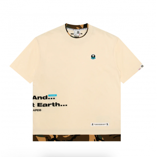 AAPE by A Bathing Ape MOONFACE LOGO CAMO T-Shirt Μπεζ