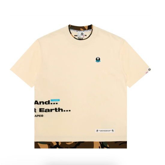 AAPE by A Bathing Ape MOONFACE LOGO CAMO T-Shirt Μπεζ