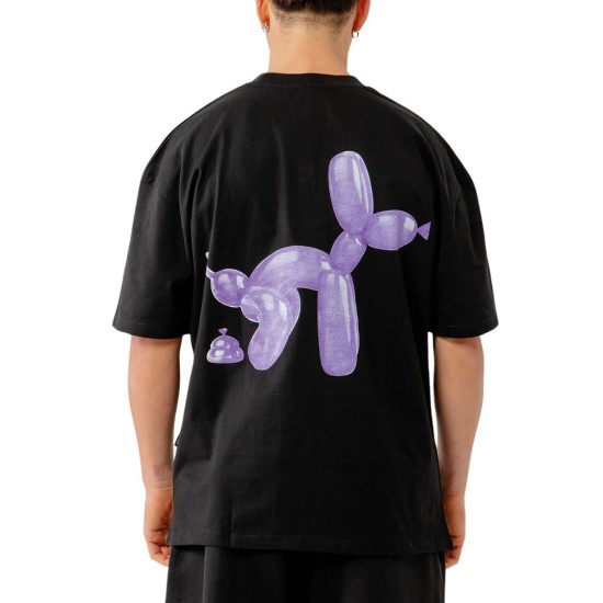 BEE UNUSUAL Men Holy Shit Oversized T-shirt Mαύρο