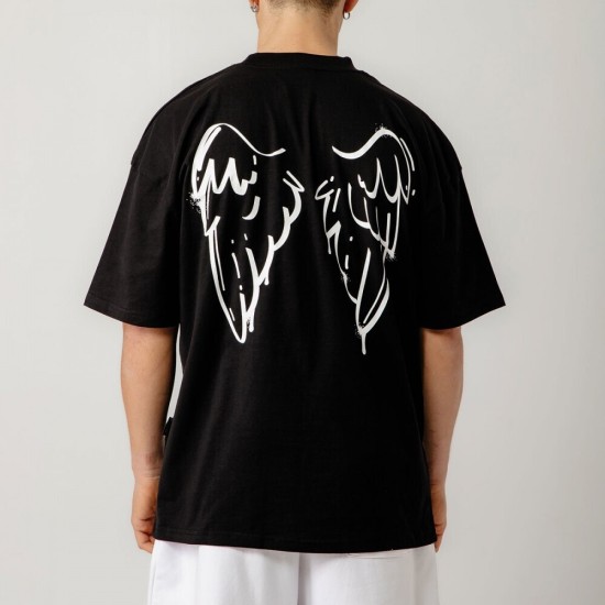 BEE UNUSUAL I Don’t Give A Flying F Oversized T-Shirt Mαύρο