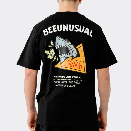 BEE UNUSUAL The Sharks Are Vegan Relaxed T-shirt Mαύρο