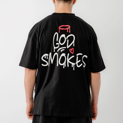 Bee Unusual God Smokes T-Shirt Μαύρο Bee Unusual God Smokes T-Shirt Μαύρο