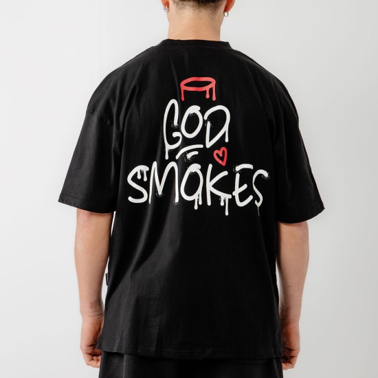 Bee Unusual God Smokes T-Shirt Μαύρο