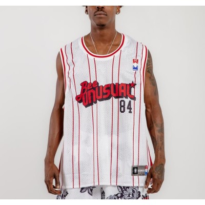 Bee Unusual Basketball Retro Jersey Tank Top Άσπρο Κόκκινο