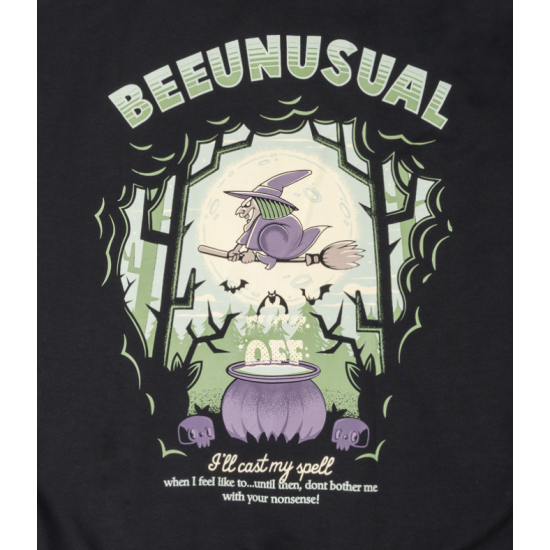 Bee Unusual Chill Witch Extra Heavy Zip Up Hoodie FT Black Μαύρο