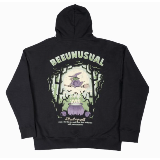 Bee Unusual Chill Witch Extra Heavy Zip Up Hoodie FT Black Μαύρο