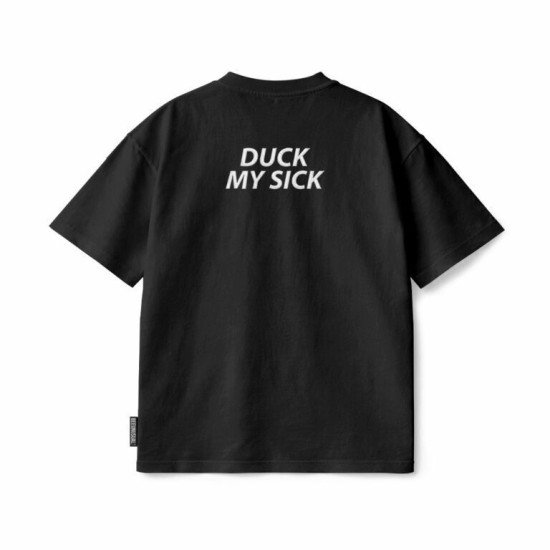 Bee Unusual Duck My Sick Embroidered Relaxed T-Shirt Μαύρο
