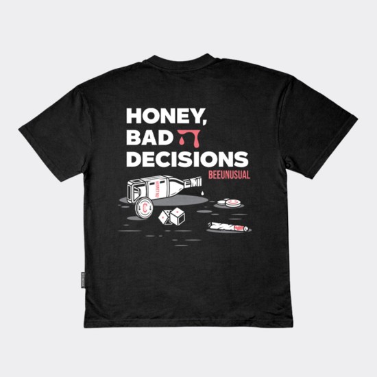 BEE UNUSUAL Bad Decisions Oversized T-Shirt Μαύρο