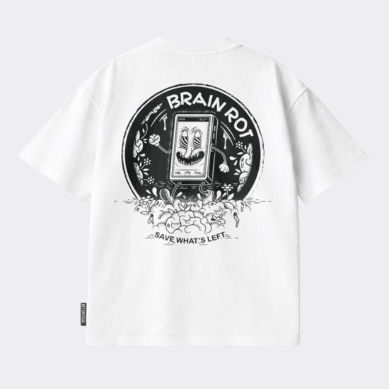 BEE UNUSUAL Brain Rot Relaxed T-Shirt Άσπρο