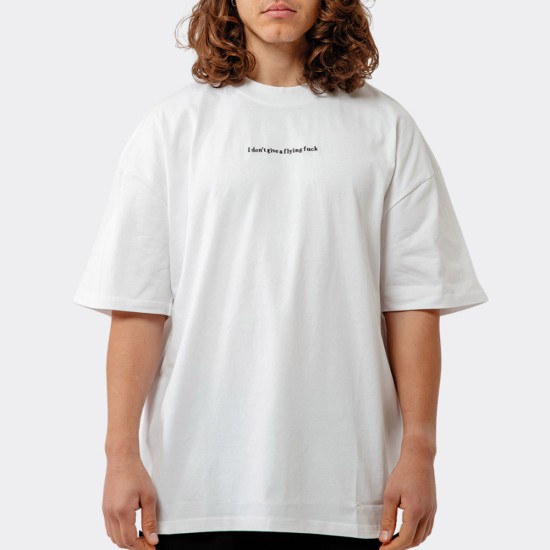 BEE UNUSUAL I Don’t Give A Flying F Oversized T-Shirt Άσπρο