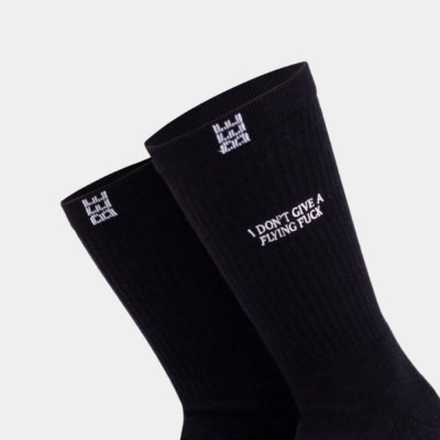 Bee Unusual IDGAF White Socks Mαύρο