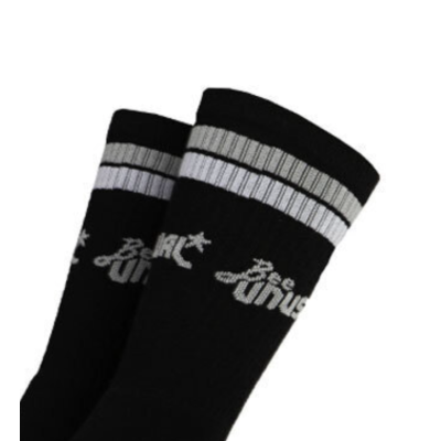 BEE UNUSUAL RETRO LOGO COMBED SOCKS Mαύρο BEE UNUSUAL RETRO LOGO COMBED SOCKS Mαύρο