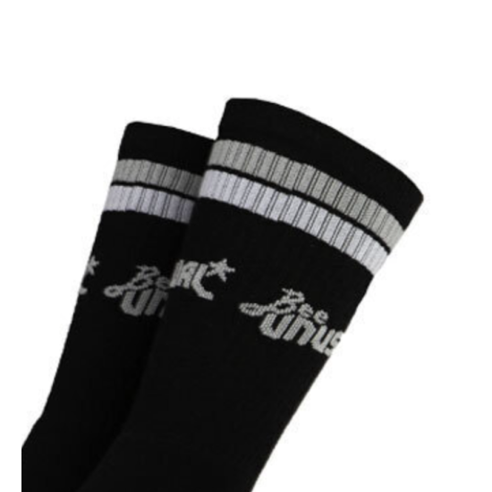 BEE UNUSUAL RETRO LOGO COMBED SOCKS Mαύρο