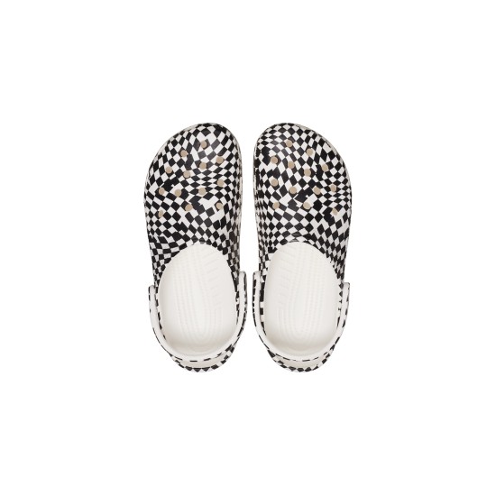 Crocs Classic Clog Warped Checker Άσπρο Μαύρο