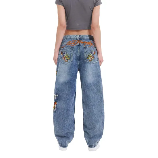 Ed Hardy Crawling Dragon Denim Jeans Μπλε