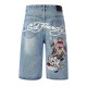 Ed Hardy Mens Nyc Skull Denim Jorts Shorts Μπλε