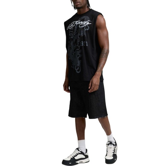Ed Hardy Mens Flying Dragon Sleeveless T-Shirt Μαύρο