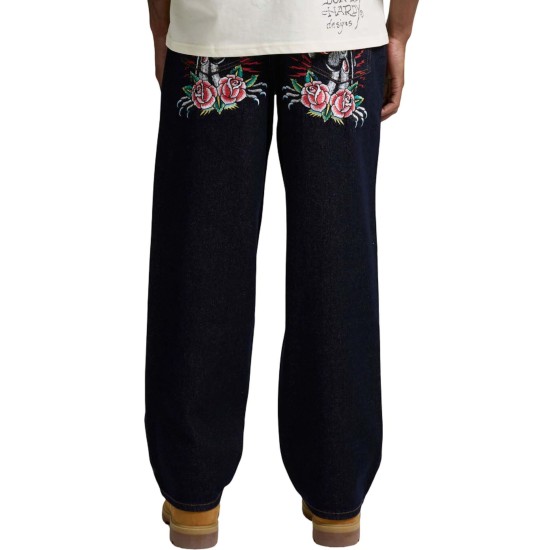 Ed Hardy Mens Embroidered Panther Relaxed Jeans