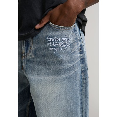 Ed Hardy Mens Embroidered Panther Relaxed Jeans