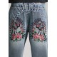 Ed Hardy Mens Embroidered Panther Relaxed Jeans