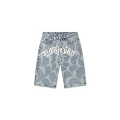 Ed Hardy Mens Gothic Ed Hardy Cobweb Denim Jorts Μπλε