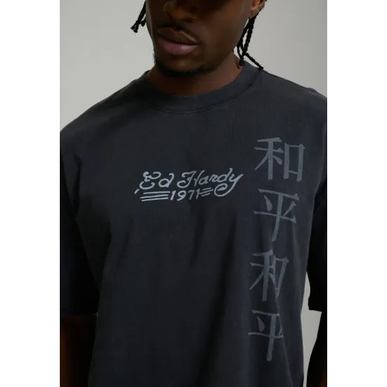 Ed Hardy Mens Washed Snake Charmer Relaxed T-Shirt Μαύρο