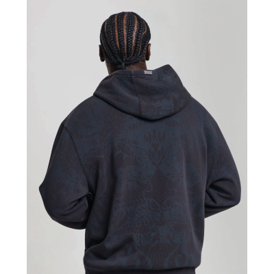 Ed Hardy Shadow Eagle Graphic Relaxed Zip Thru Hoodie Black Μαύρο