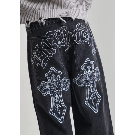 Ed Hardy Gothic Contrast Cross XXtra Jeans Μαύρο