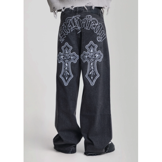 Ed Hardy Gothic Contrast Cross XXtra Jeans Μαύρο