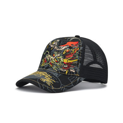 Ed Hardy Crawling Dragon 5 Panel Trucker Cap Μαύρο