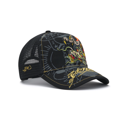 Ed Hardy Crawling Dragon 5 Panel Trucker Cap Μαύρο