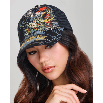 Ed Hardy Crawling Dragon 5 Panel Trucker Cap Μαύρο Ed Hardy Crawling Dragon 5 Panel Trucker Cap Μαύρο