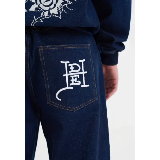 Ed Hardy Mens Dragon Embroidered Jeans Indigo 
