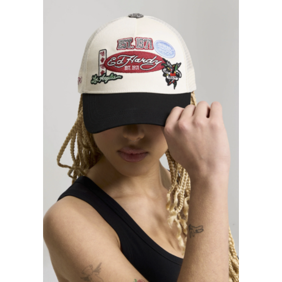 Ed Hardy Est 1971 Varsity Badge 5 Panel Snapback Μπεζ Ed Hardy Est 1971 Varsity Badge 5 Panel Snapback Μπεζ