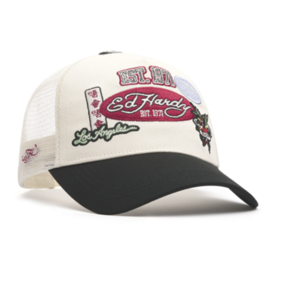 Ed Hardy Est 1971 Varsity Badge 5 Panel Snapback Μπεζ Ed Hardy Est 1971 Varsity Badge 5 Panel Snapback Μπεζ