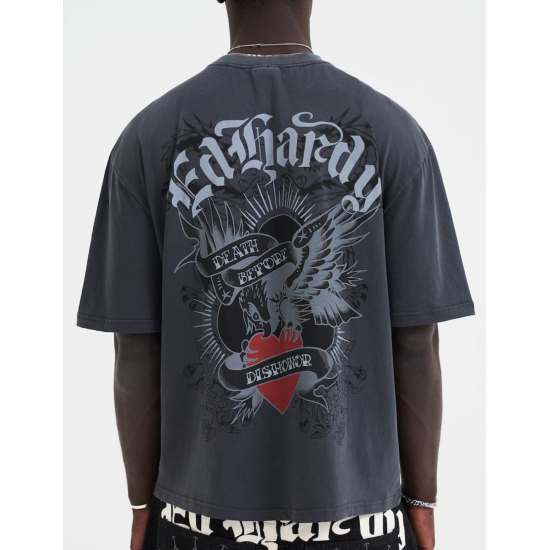 Ed Hardy Death Before Dishonor Eagle T-shrt Γκρι