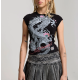 Ed Hardy Womens Rising Dragon Floral Cap Sleeve Fitted Tee Μαύρο