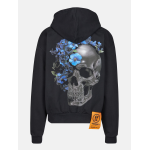 Forgotten Faces Flowered Skull Heavy Oversize Zip Hoodie Μαύρο