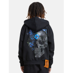 Forgotten Faces Flowered Skull Heavy Oversize Zip Hoodie Μαύρο